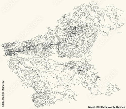 Photography Black simple detailed street roads map on vintage beige background of the quarte