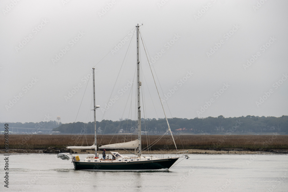 sailboat on the river in Beaufort South Carolina sailboat on the river in Beaufort South Carolina