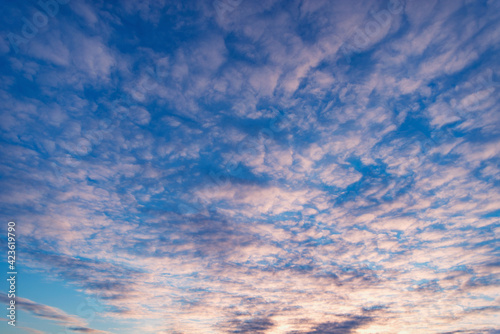 Amazing cloudscape on the sky at sunset time.