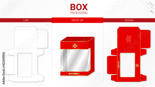 Box packaging and mockup die cut template