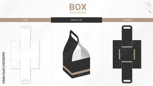 Box packaging and mockup die cut template