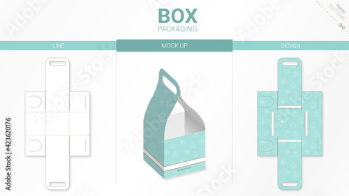 Box packaging and mockup die cut template
