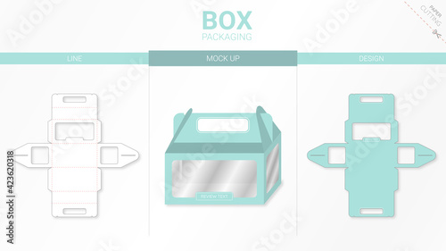 Box packaging and mockup die cut template