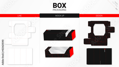 Box packaging and mockup die cut template
