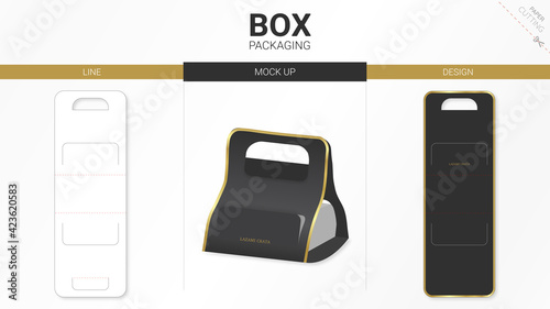 Box packaging and mockup die cut template