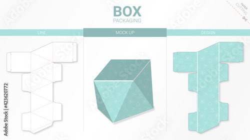 Box packaging and mockup die cut template