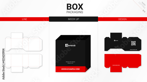 Box packaging and mockup die cut template