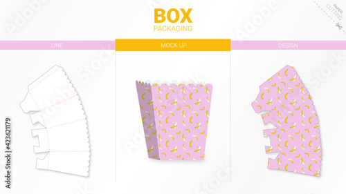 Box packaging and mockup die cut template