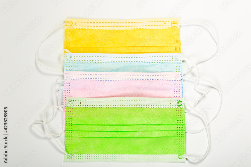 set of multi-colored medical masks set of multi-colored medical masks