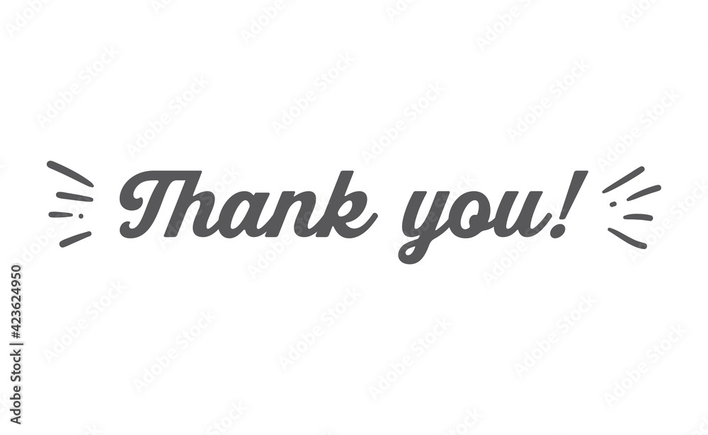 Thank you lettering. Greeting card text design in calligraphic style font.