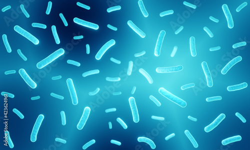 Probiotics, healthy gram positive bacteria, microbiota 3d illustration