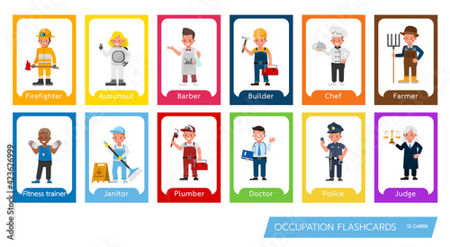 occupation flashcards character vector design for kids. photo