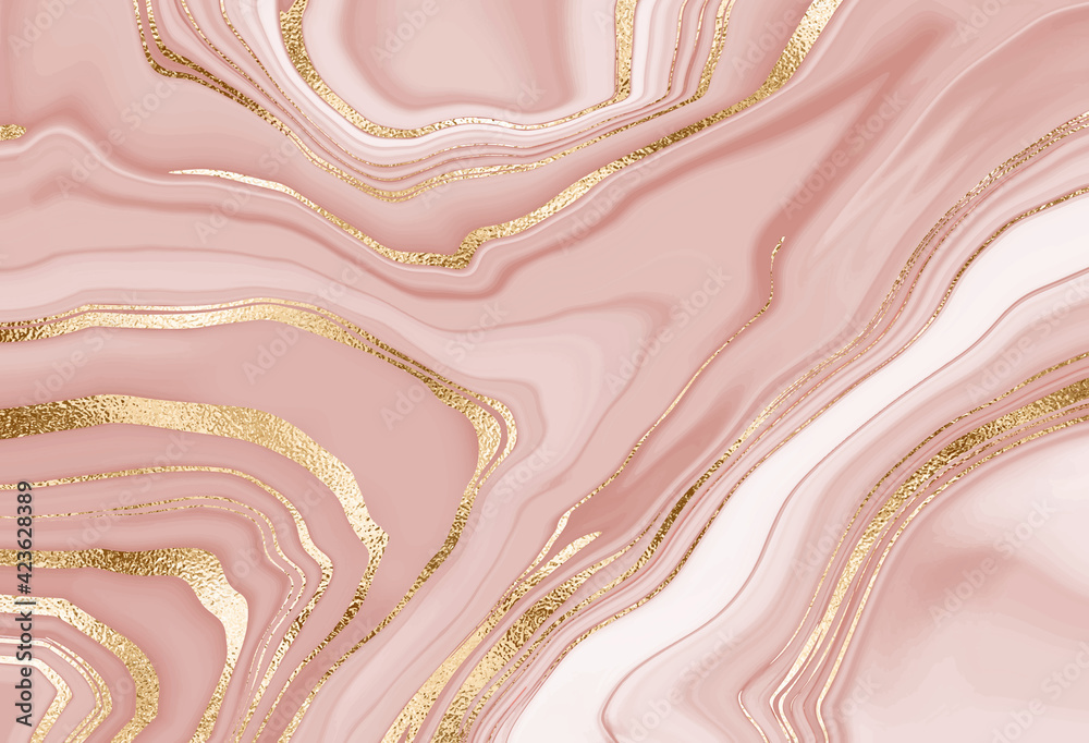 Liquid marble design abstract painting background with gold splash