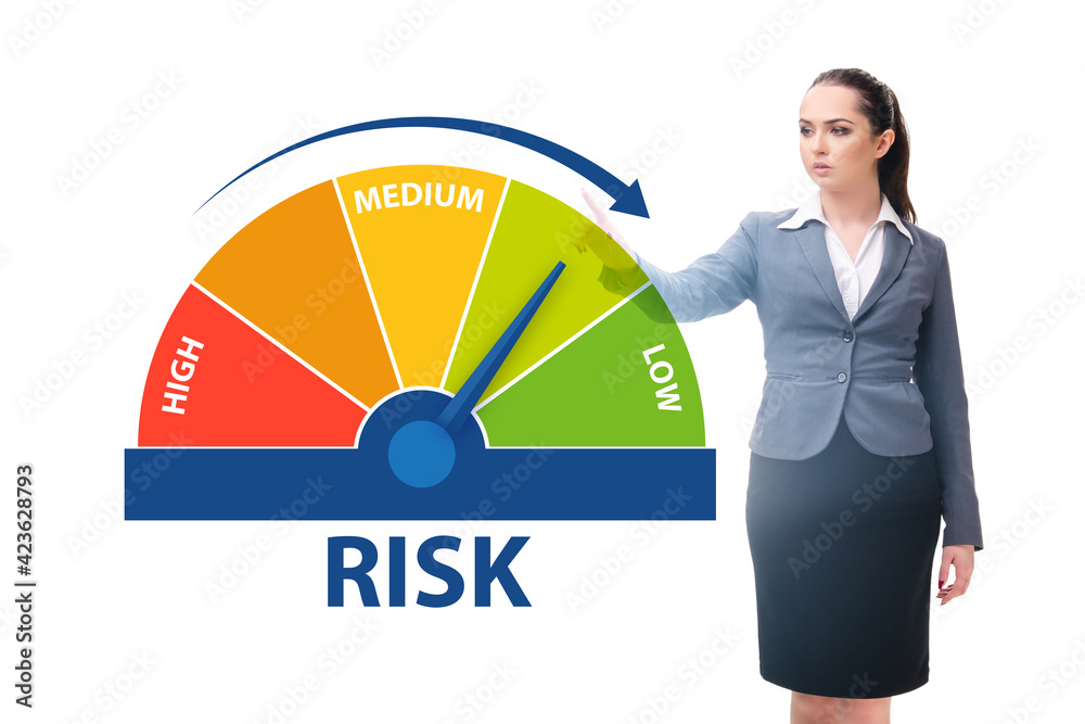 Businesswoman in risk metering and management concept