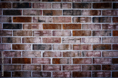 Grungy brick wall background with deep colors