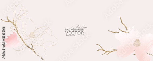 minimal background in pink flowers and tropical summer leaf