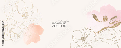 minimal background in pink flowers and tropical summer leaf