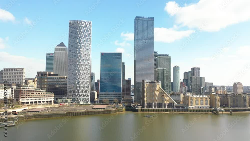 City of London financial district skyscrapers Aerial City of London financial district skyscrapers Aerial