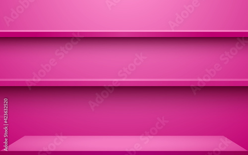 pink shelf and table in the pink room
