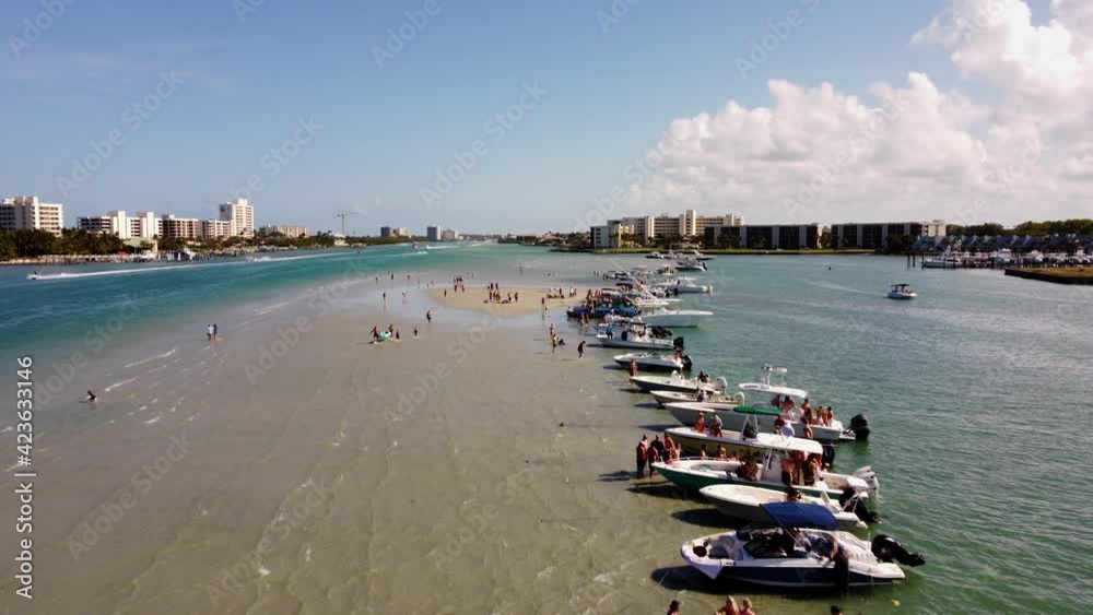 Aerial over the Indian River Sandbar Jupiter FL USA