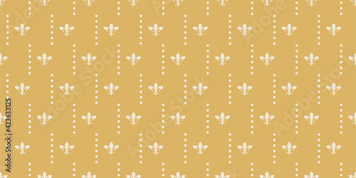 Background pattern with decorative ornaments in retro style on a gold background. Vector graphics