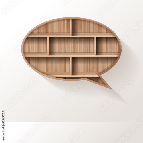 Vector wood shelf of speech bubble creative design