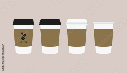 Coffee cup, take-out cup, cafe cup illustration set.