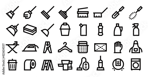 Cleaning and Housekeeping Icon (Bold outline version)
