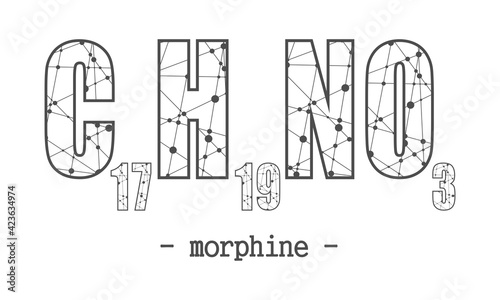 Formula of Morphine. Concept of medicine and pharmacy