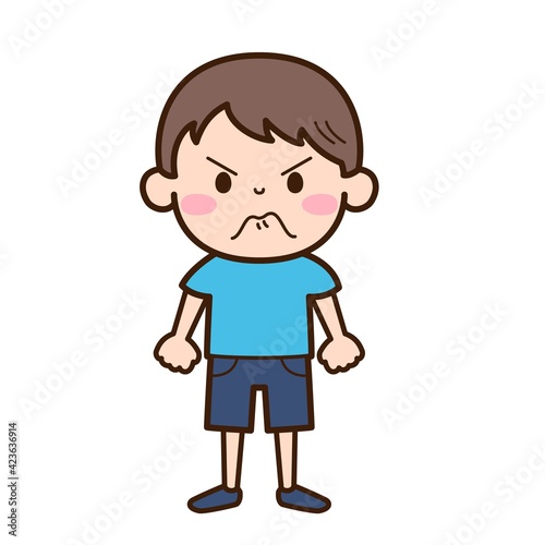 我慢する男の子（幼児）