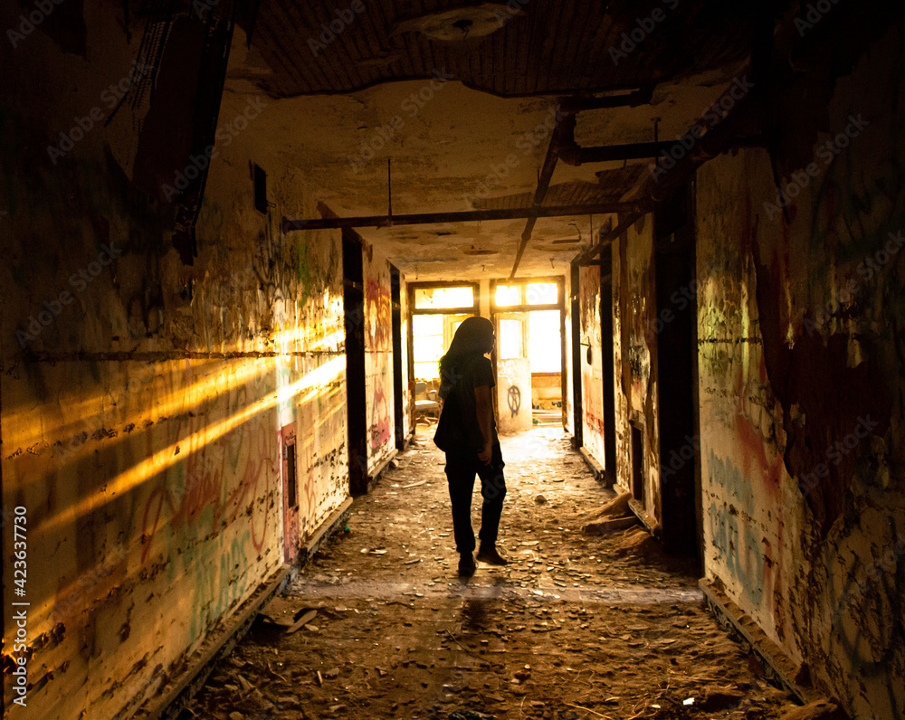 Abandoned Building Hallway Sunset