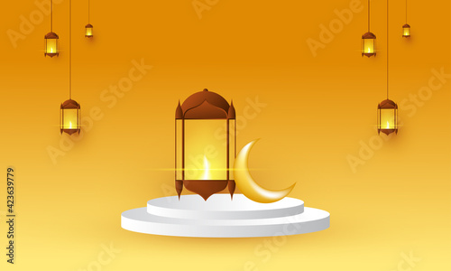 Ramadan podium design, suitable for the background of your Islamic-themed products