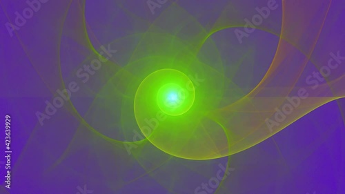 Moving loop able abstract shining spiral fractal 4k video with changin colors and a detailed wavy decorative pattern and a shining bright center