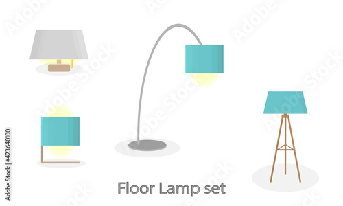 A set of floor lamps for a modern home. A modern lamp for a bedroom, living room or work desk. Flat vector illustration
