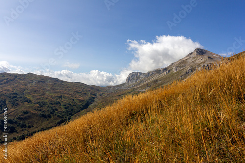 Mountain landscape, autumn sketches from tourist routes, recreation places for citizens.