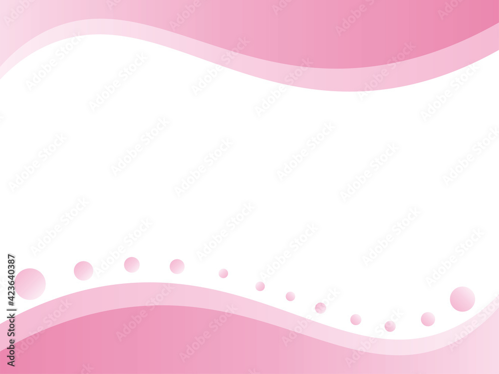 滑らかな曲線とドットの抽象的なデザインフレーム　ピンク