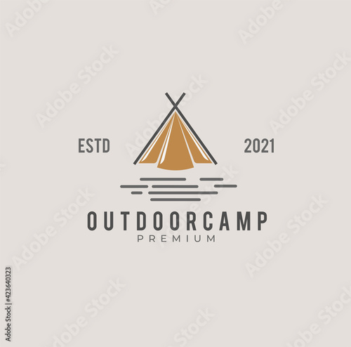 Outdoor camp hipster vintage logo, vector illustration