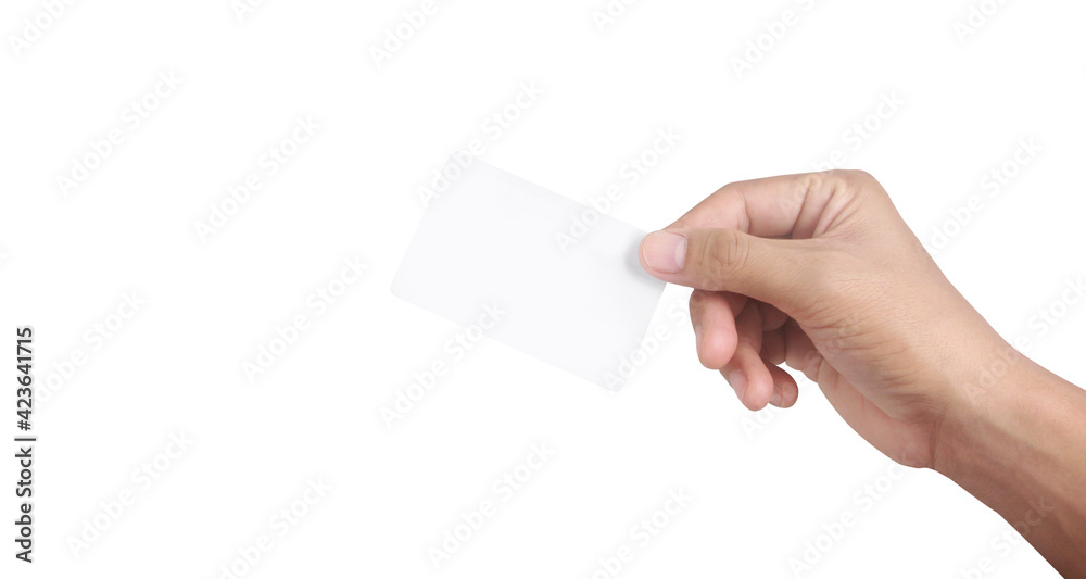 Hand holding virtual card with your Hand holding virtual card with your