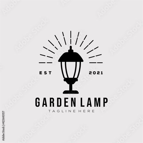 garden lamp isolated vintage logo template illustration design. simple bright light, lamp, lantern, sign logo concept