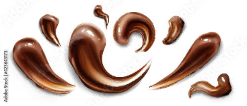 Chocolate strokes, brown liquid ganache smears