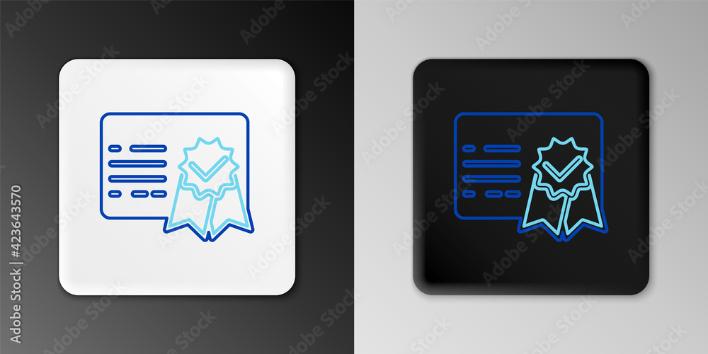 Line Certificate template icon isolated on grey background. Achievement, award, degree, grant, diploma. Business success certificate. Colorful outline concept. Vector Line Certificate template icon isolated on grey background. Achievement, award, degree, grant, diploma. Business success certificate. Colorful outline concept. Vector