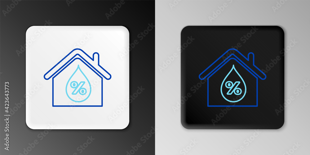 Line House humidity icon isolated on grey background. Weather and meteorology, thermometer symbol. Colorful outline concept. Vector
