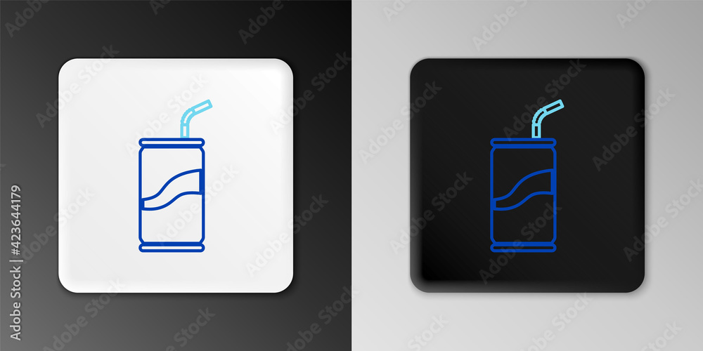 Line Soda can with drinking straw icon isolated on grey background. Colorful outline concept. Vector Line Soda can with drinking straw icon isolated on grey background. Colorful outline concept. Vector