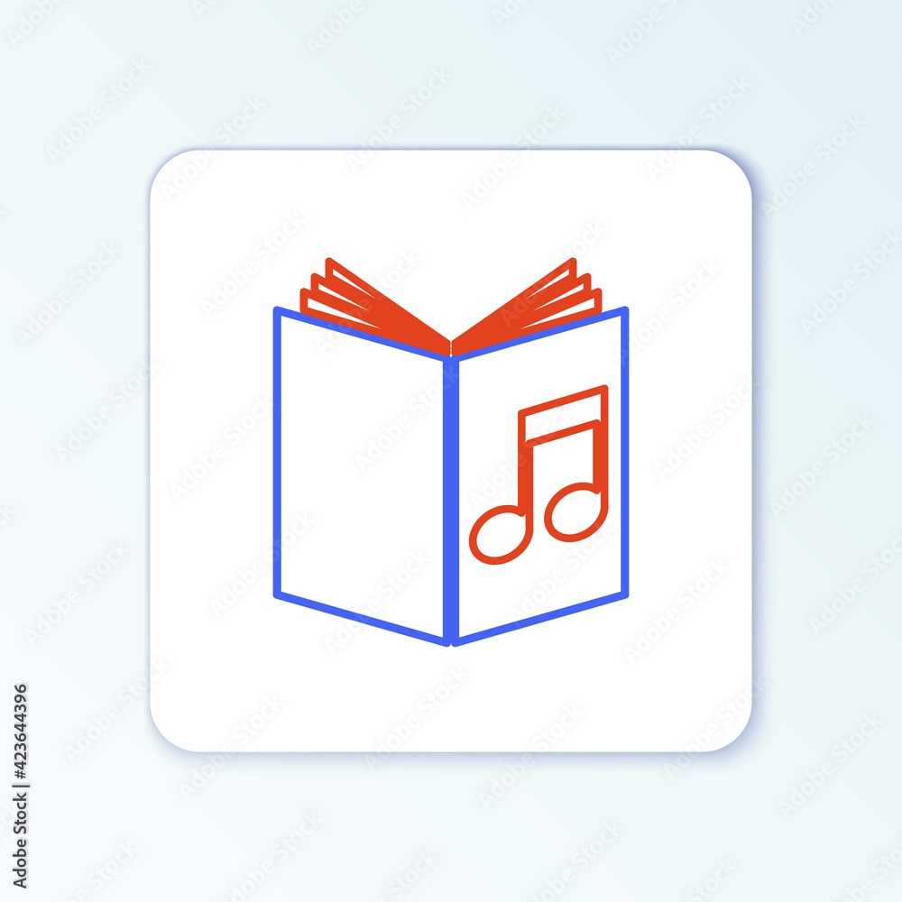 Line Audio book icon isolated on white background. Musical note with book. Audio guide sign. Online learning concept. Colorful outline concept. Vector Line Audio book icon isolated on white background. Musical note with book. Audio guide sign. Online learning concept. Colorful outline concept. Vector