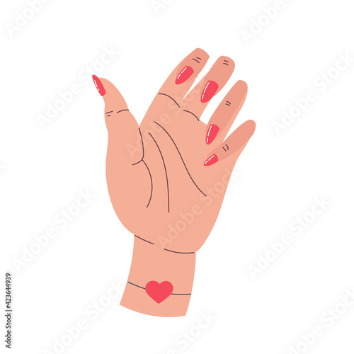 Beautiful hand with a red manicure