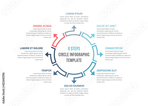 Circle diagram template with eight elements, infographic template for web, business, presentations