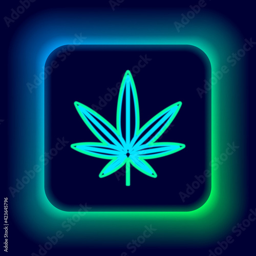 Glowing neon line Medical marijuana or cannabis leaf icon isolated on black background. Hemp symbol. Colorful outline concept. Vector