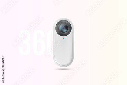 White Compact 360 Degree Action Camera for Virtual Reality.