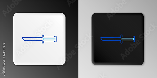 Line Military knife icon isolated on grey background. Colorful outline concept. Vector