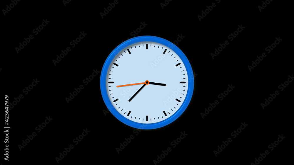 New blue clock isolated on black background, Circle clock isolated New blue clock isolated on black background, Circle clock isolated